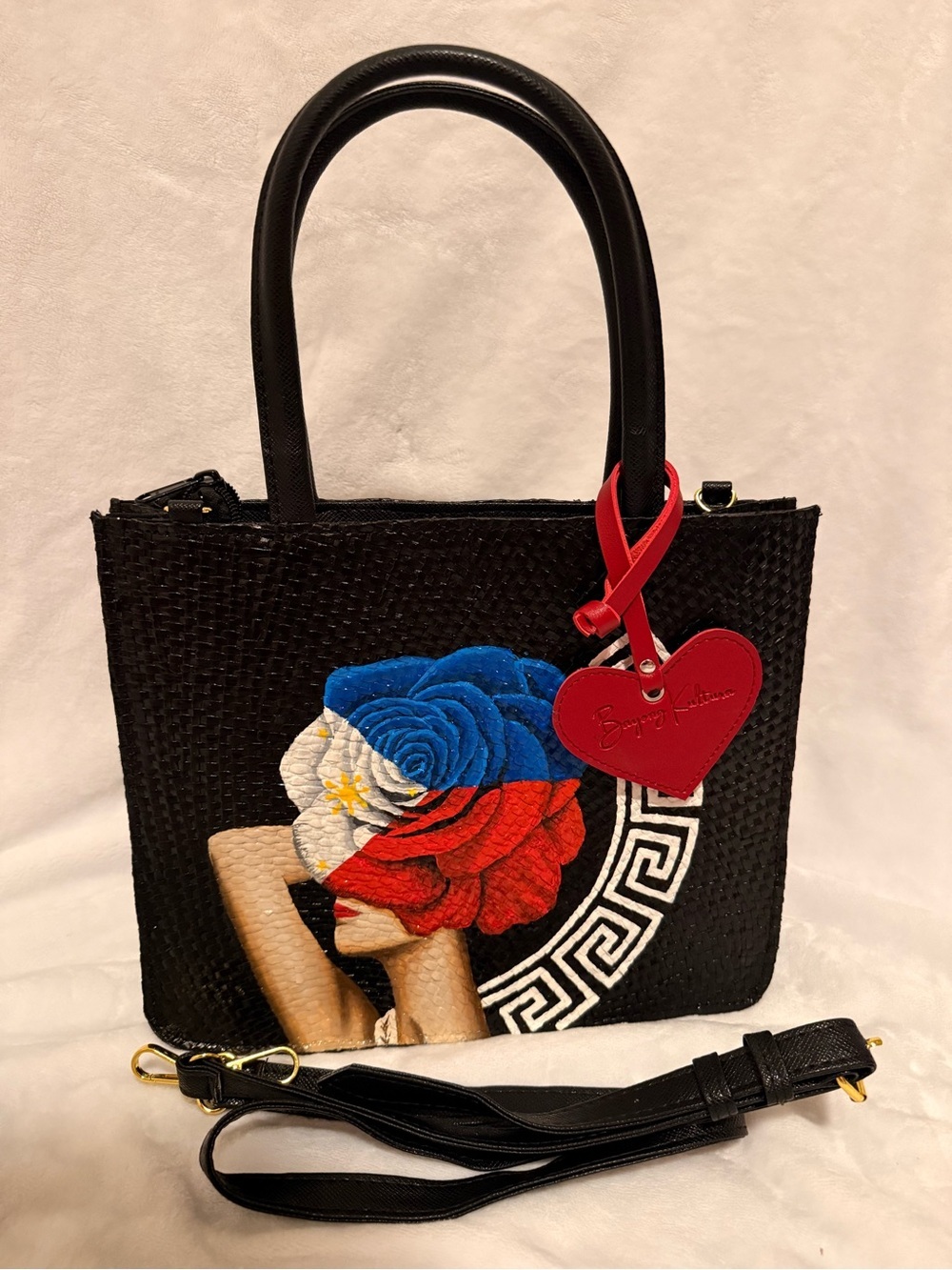 Bayong Kultura Handwoven and Hand-painted Bayong Filipina Art Shoulder Tote Bag